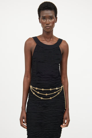 Gold 
Black Enamel Chain Belt