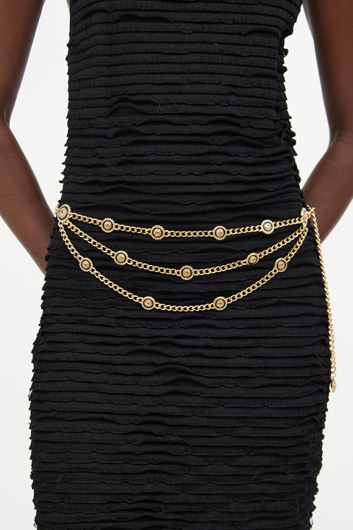 Gold 
Black Enamel Chain Belt