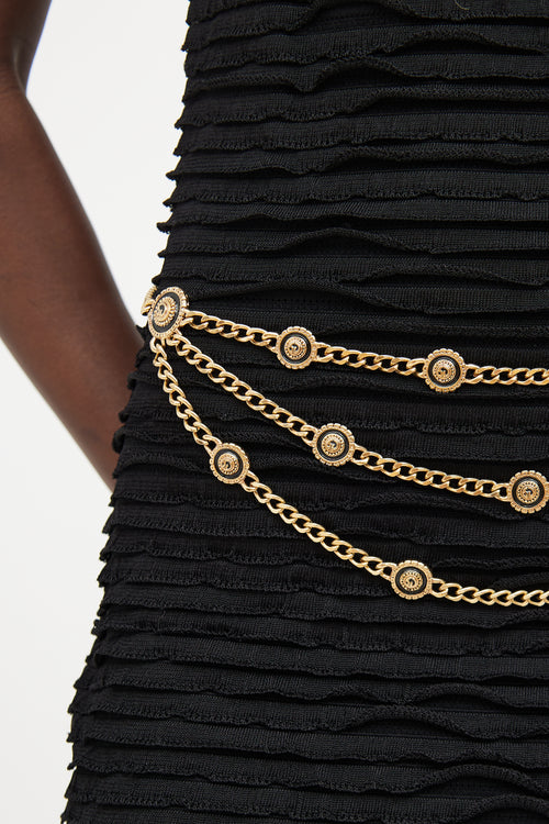 Gold 
Black Enamel Chain Belt