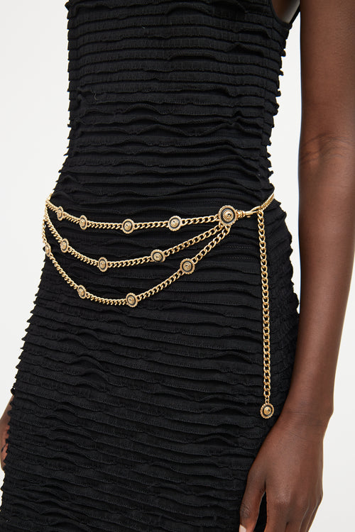 Gold 
Black Enamel Chain Belt