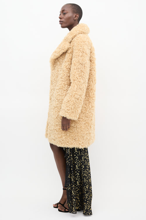 Stand Studio Beige Faux Fur Camille Cocoon Coat