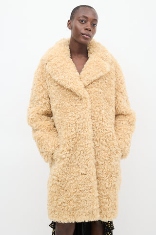 Stand Studio Beige Faux Fur Camille Cocoon Coat