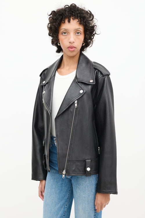 Stand Studio Black Leather Icon Biker Jacket