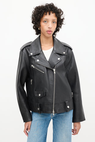 Stand Studio Black Leather Icon Biker Jacket