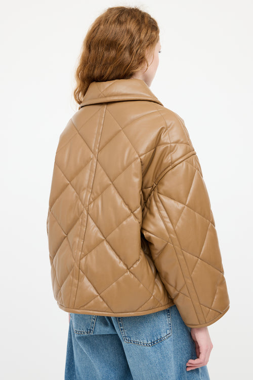 Stand Studio Brown Faux Leather Jacinda Quilted Jacket