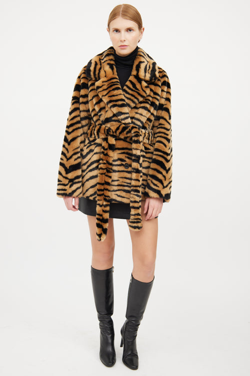 Stand Studio Brown 
Black Animal Print Coat