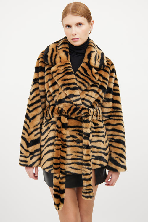 Stand Studio Brown 
Black Animal Print Coat