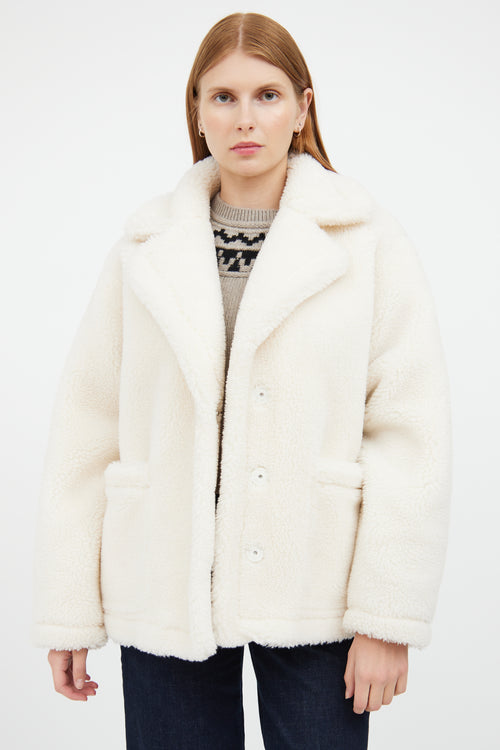 White Teddy Long Sleeve Jacket Coat