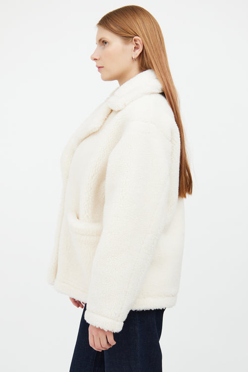 White Teddy Long Sleeve Jacket Coat