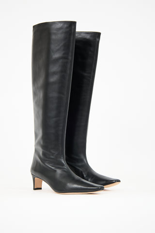 Staud Black Leather Wally Tall Boot