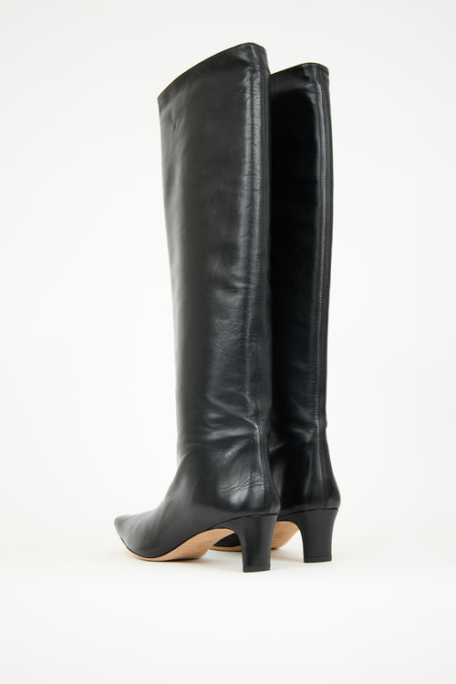 Staud Black Leather Wally Tall Boot