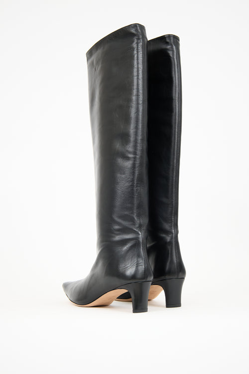 Staud Black Leather Wally Tall Boot