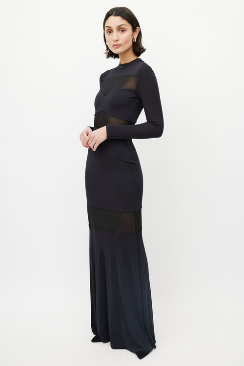 Staud Black Mesh Insert Dress