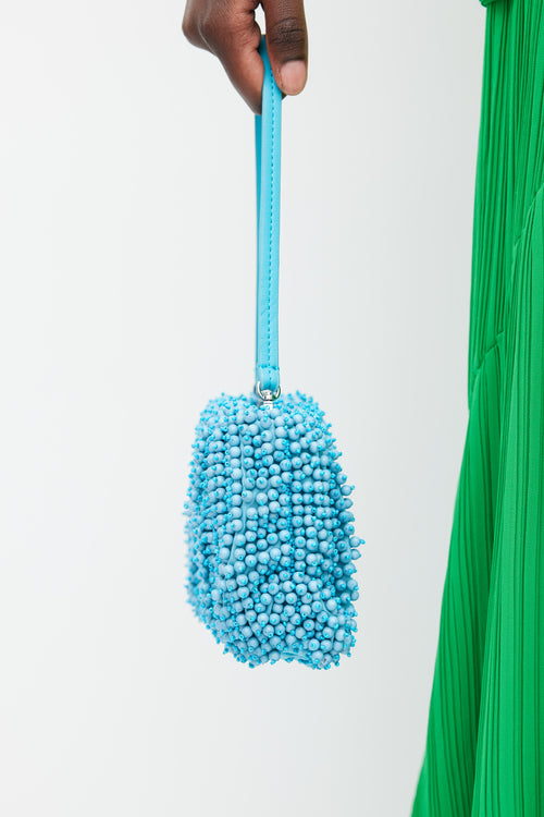 Staud Blue Beaded Bean Convertible Bag