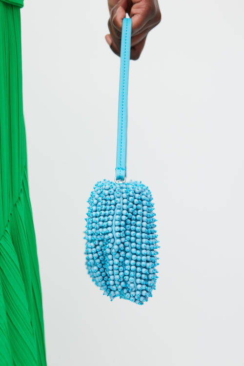 Staud Blue Beaded Bean Convertible Bag