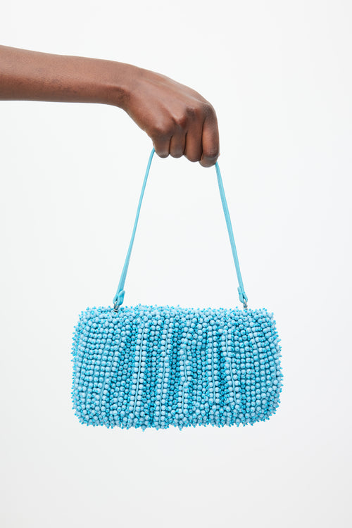 Staud Blue Beaded Bean Convertible Bag