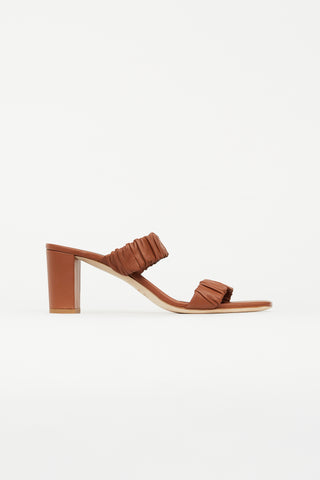 Staud Brown Frankie Ruched Heeled Sandal