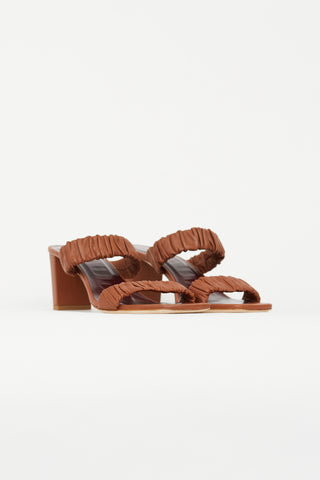 Staud Brown Frankie Ruched Heeled Sandal