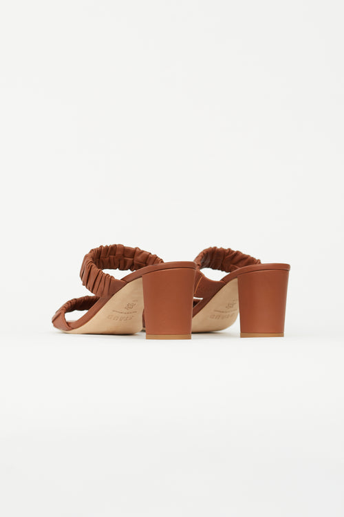 Staud Brown Frankie Ruched Heeled Sandal