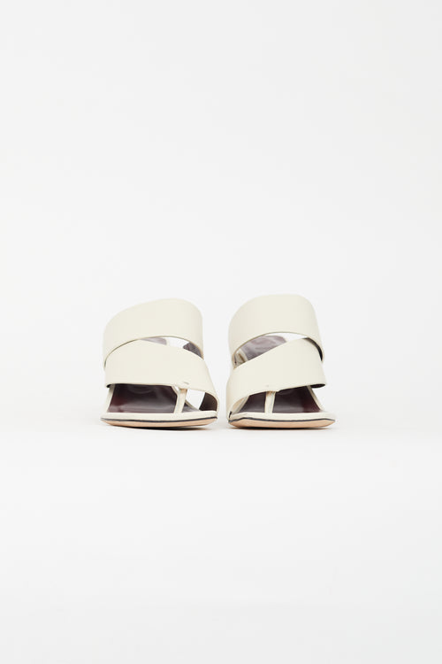 Staud Cream Leather Fly Block Heeled Sandal