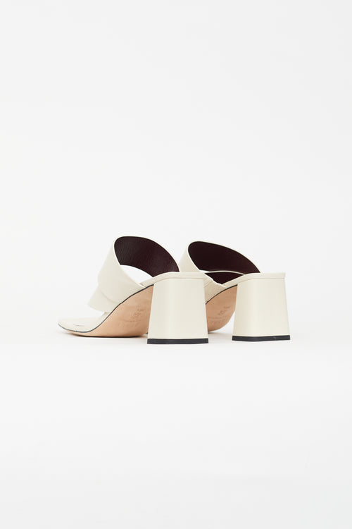 Staud Cream Leather Fly Block Heeled Sandal