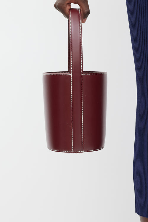 Staud Burgundy Leather Bissett Bucket Bag