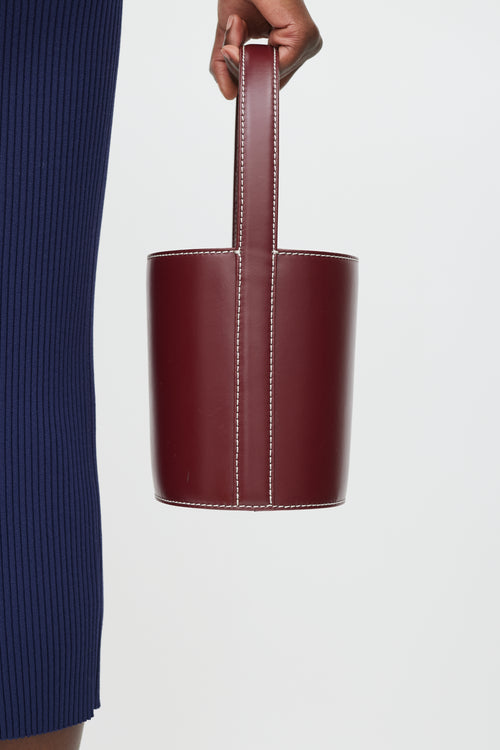 Staud Burgundy Leather Bissett Bucket Bag