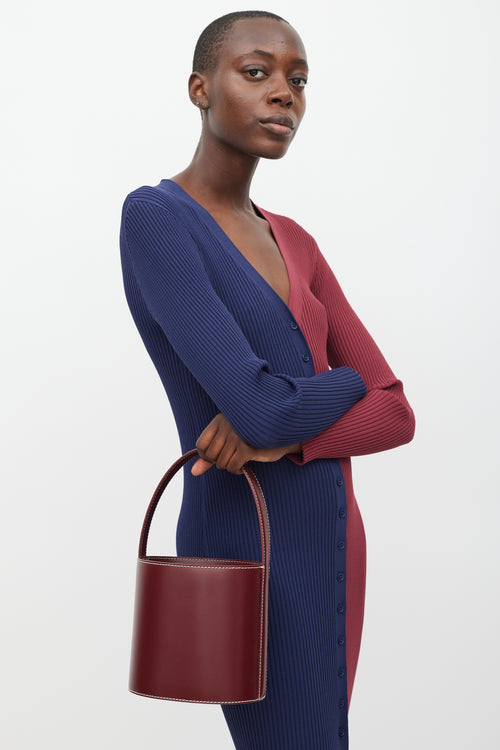 Staud Burgundy Leather Bissett Bucket Bag