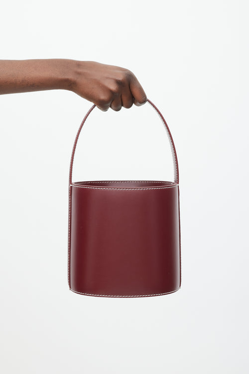 Staud Burgundy Leather Bissett Bucket Bag