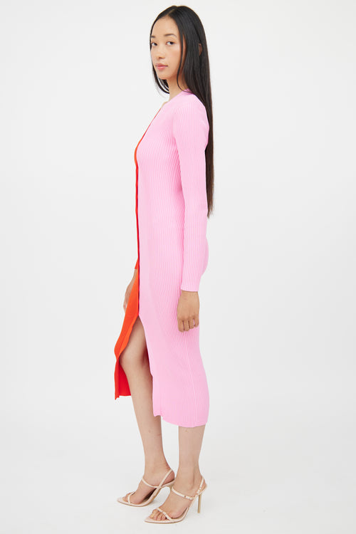 Staud Red 
Pink Ribbed Dress