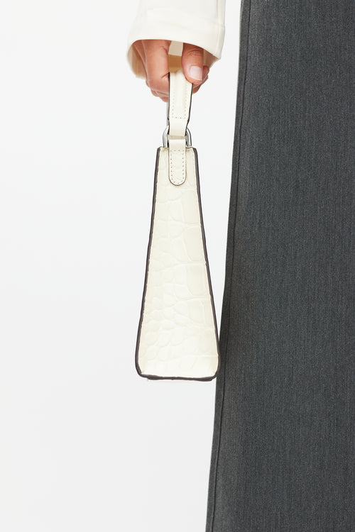 Staud White Embossed Leather Rey Mini Bag