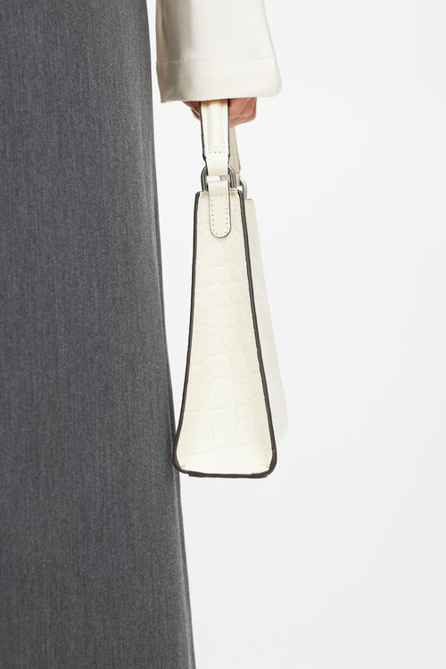 Staud White Embossed Leather Rey Mini Bag