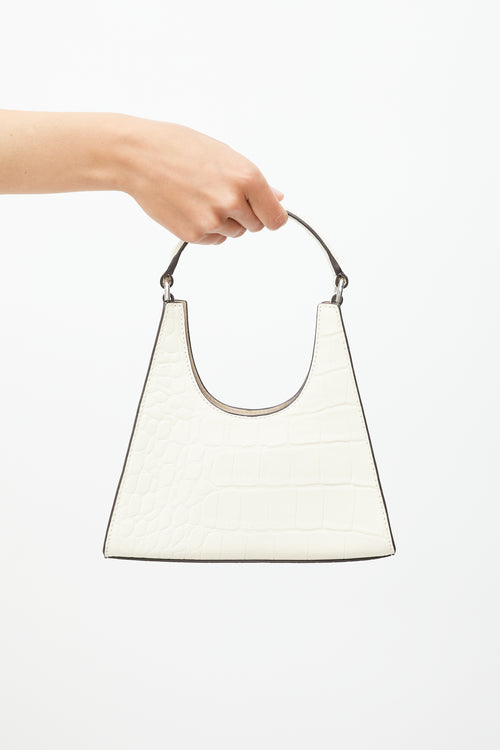 Staud White Embossed Leather Rey Mini Bag