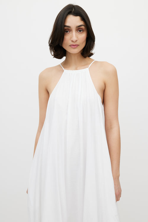 Staud White Ina Tiered Halter Maxi Dress