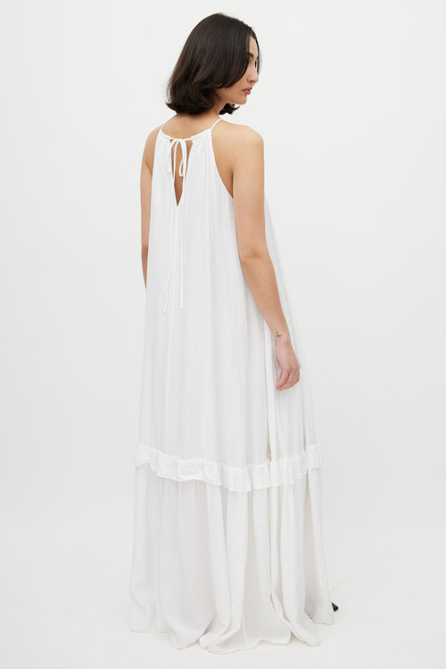 Staud White Ina Tiered Halter Maxi Dress