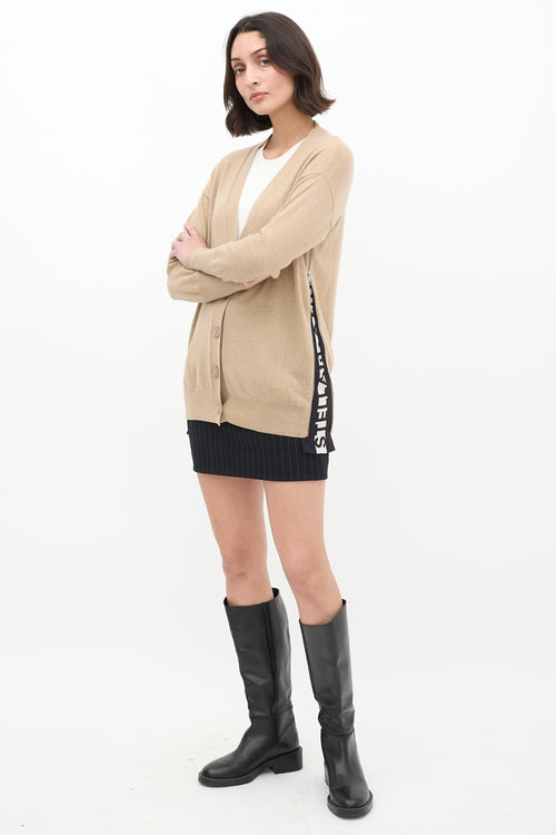 Stella McCartney Beige Wool 
Silk Logo Cardigan