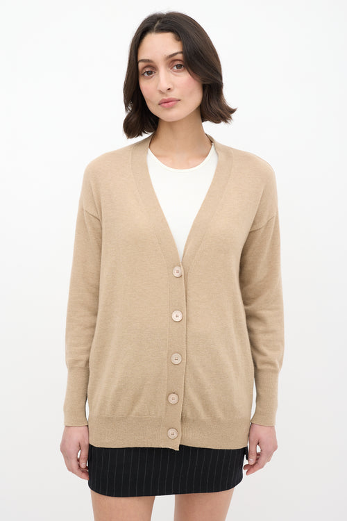 Stella McCartney Beige Wool 
Silk Logo Cardigan