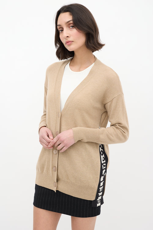 Stella McCartney Beige Wool 
Silk Logo Cardigan