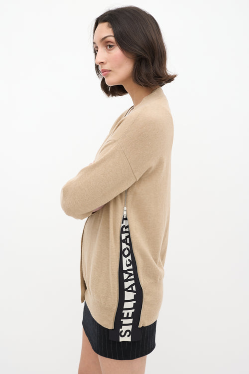 Stella McCartney Beige Wool 
Silk Logo Cardigan