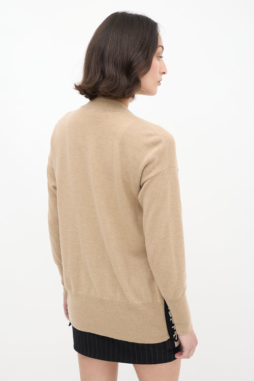 Stella McCartney Beige Wool 
Silk Logo Cardigan