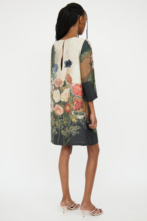 Stella McCartney Beige Silk 
Floral Shift Dress