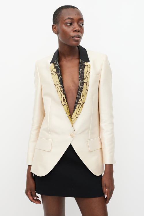 Stella McCartney Beige 
Multi Patterned Lapel Blazer