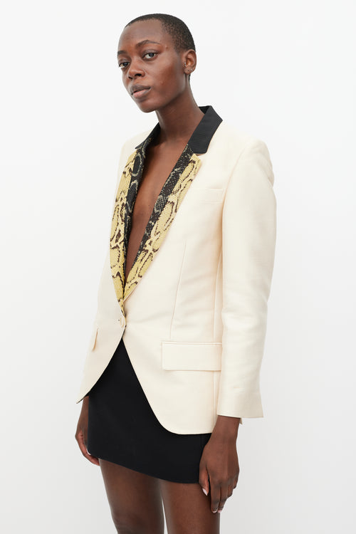 Stella McCartney Beige 
Multi Patterned Lapel Blazer