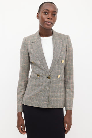 Stella McCartney Black 
Multi Wool Double Breasted Check Blazer