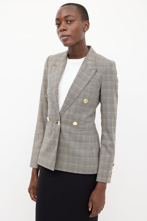 Stella McCartney Black 
Multi Wool Double Breasted Check Blazer