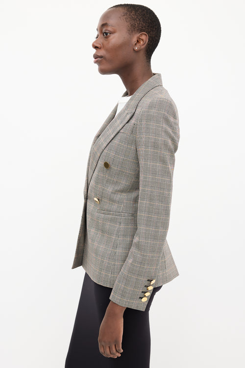 Stella McCartney Black 
Multi Wool Double Breasted Check Blazer