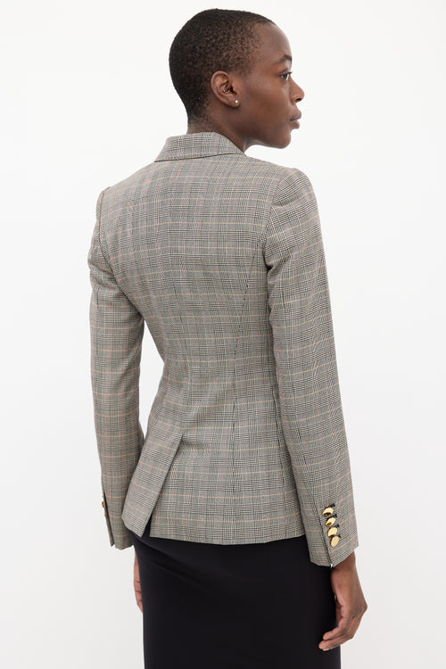 Stella McCartney Black 
Multi Wool Double Breasted Check Blazer