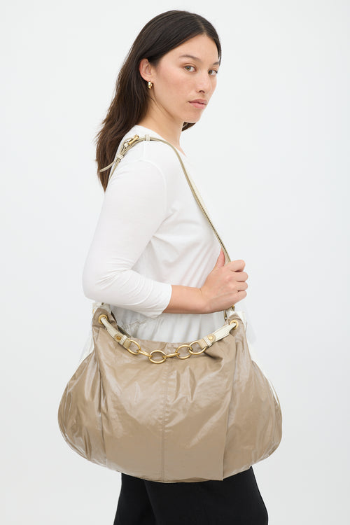 Stella McCartney Beige Vinyl Chain Handle Tote Bag