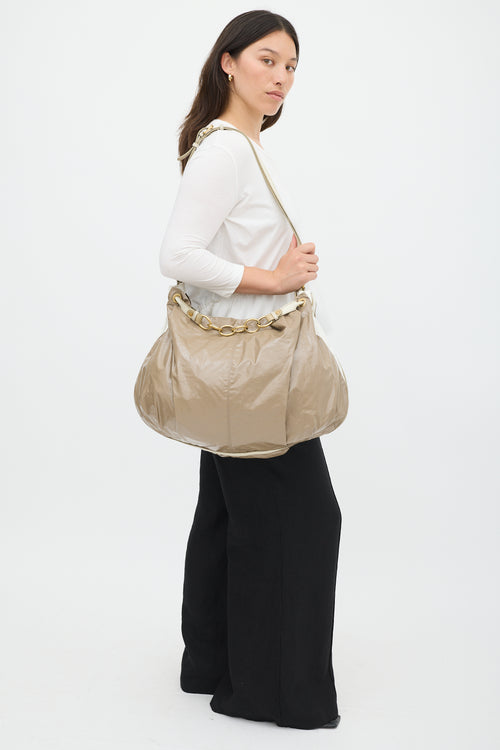 Stella McCartney Beige Vinyl Chain Handle Tote Bag