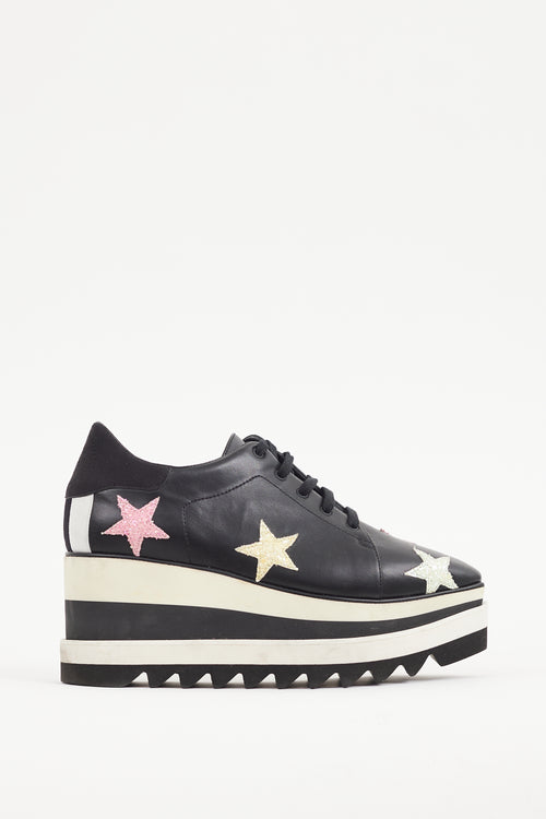 Stella McCartney Black 
Multicolour Faux Leather Elyse Star Derby